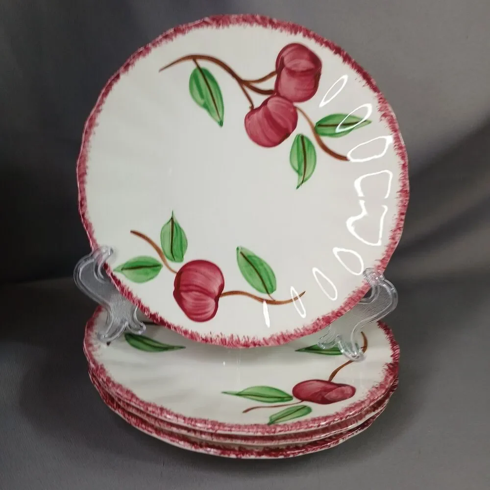 4 Blue Ridge Southern Pottery 4 Bread and Butter Plates Crab Apple